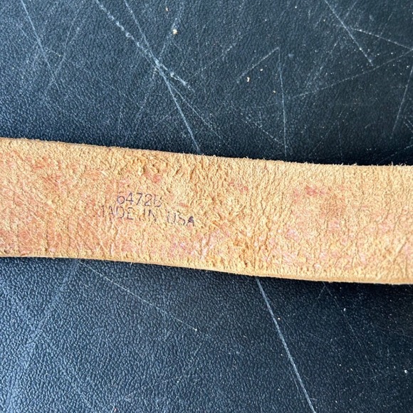 Mens Western Tooled Leather Belt Size 24 Brown Floral Buckleless Cowboy Rustic - Picture 6 of 7